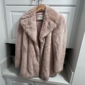 Dusty Pink Zara Faux Fur Coat